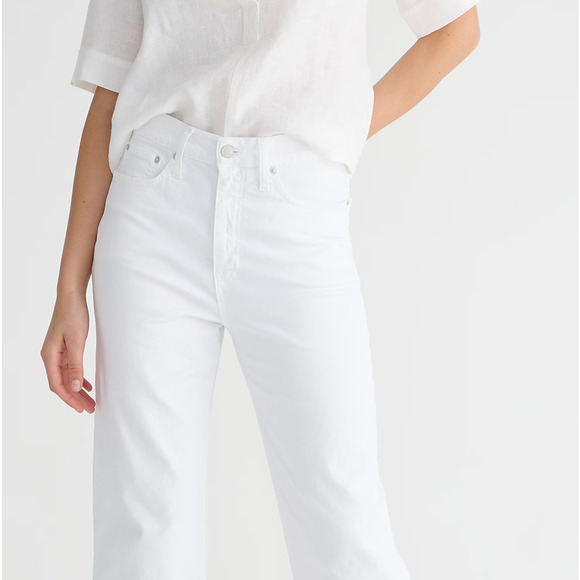 J.Crew Slim Wide Leg Jean White High Waisted Classic Stretch Denim US 28 NWT - Picture 4 of 16